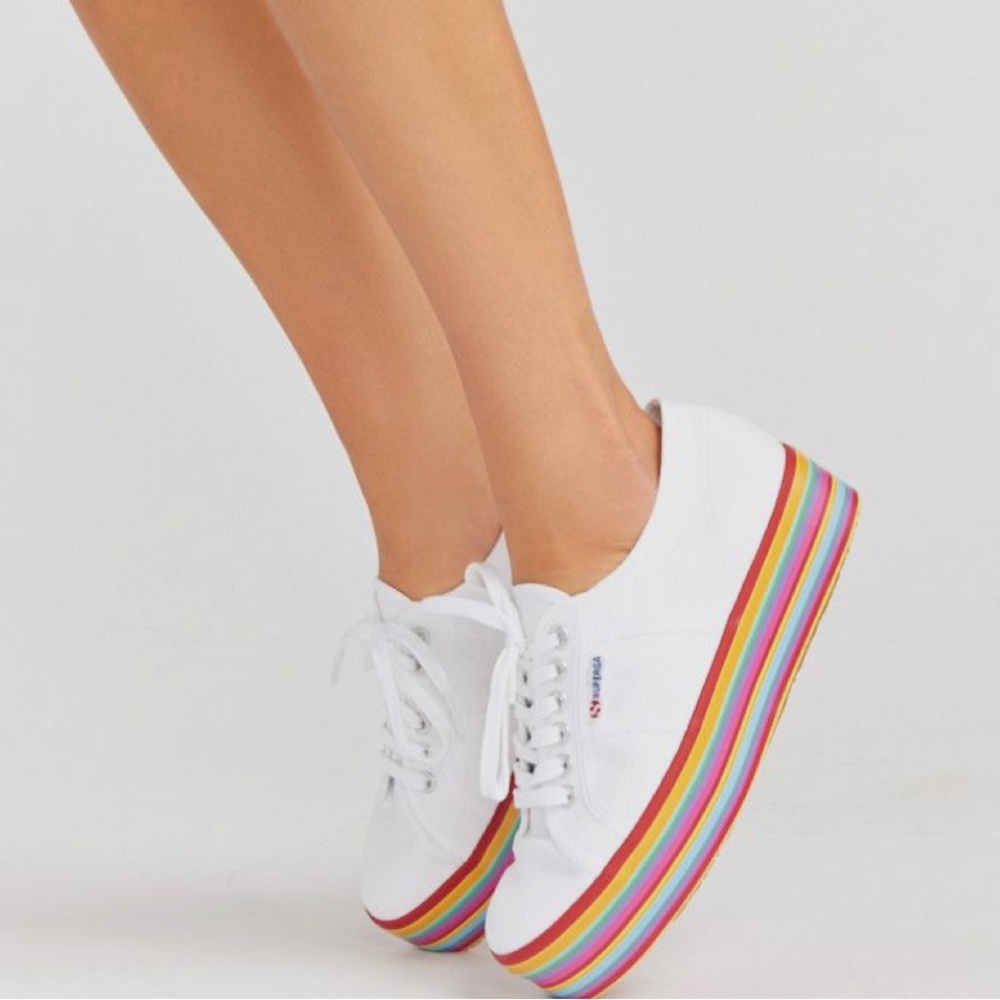 Superga rainbow platform
